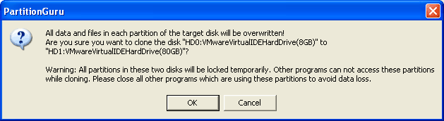 Clone disk warnning