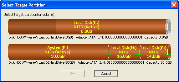 Select target partition