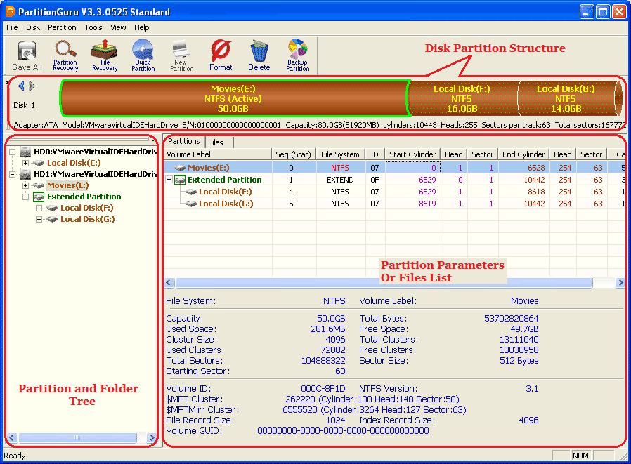 PartitionGuru main screen