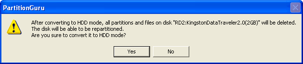 Convert to HDD mode